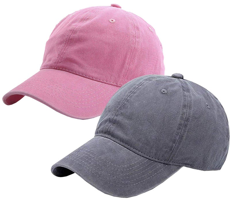 FGSS Kids Baby Girls Hat Washed Baseball Cap Cotton Solid Sun Hats for Children Fit for 2-7 Years - Image 1